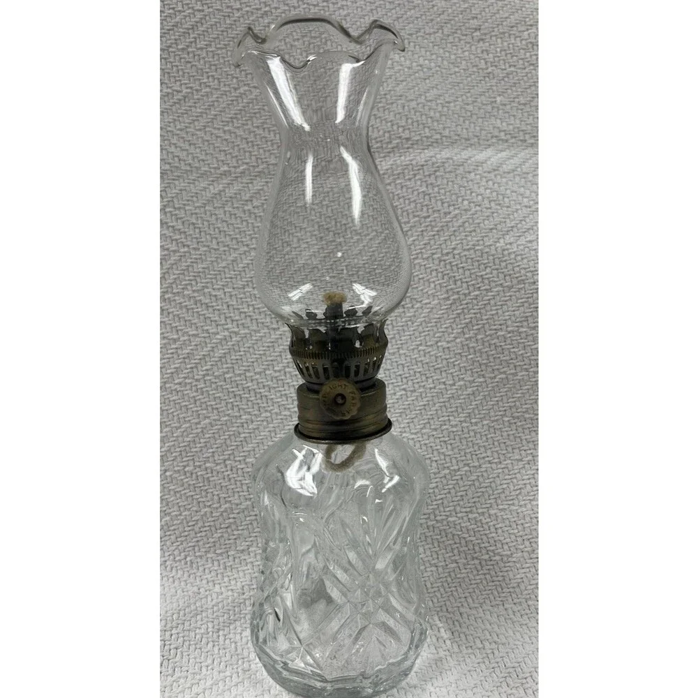Lamplight Farms Oil Lamp Vintage Made in Austria Unused Clear Glass 8.5”